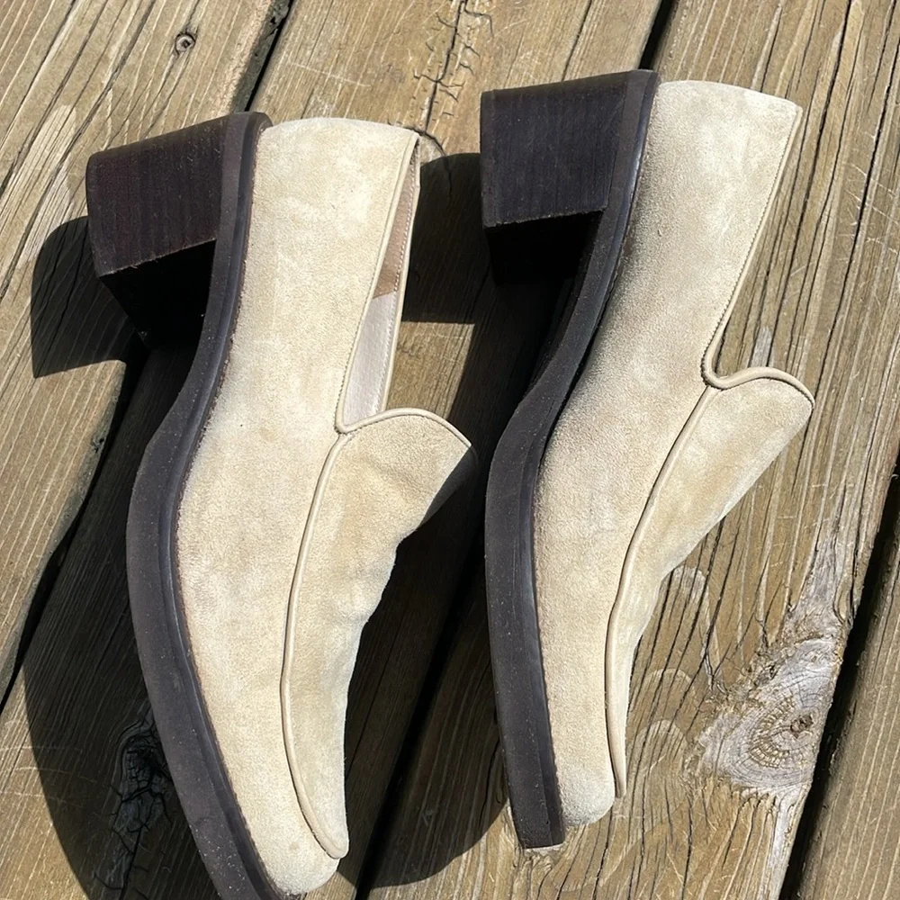 Enzo Angiolini SUEDE Cream Slip-On heels, size 8M - Picture 5 of 10